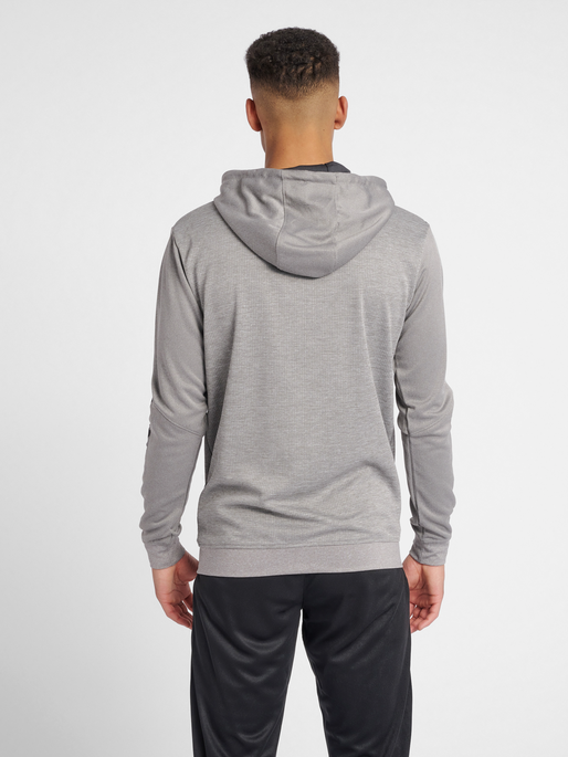 hmlAUTHENTIC POLY ZIP HOODIE, GREY MELANGE, model